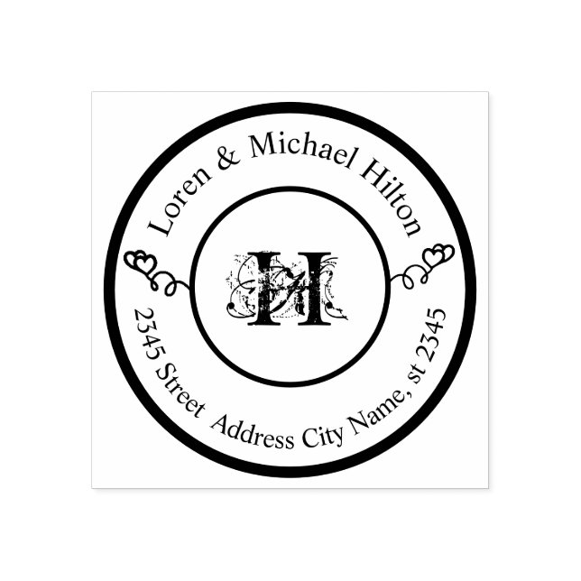 Simple minimalist circle monogram typography rubber stamp (Imprint)