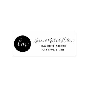 Simple minimalist circle monogram typography rubber stamp
