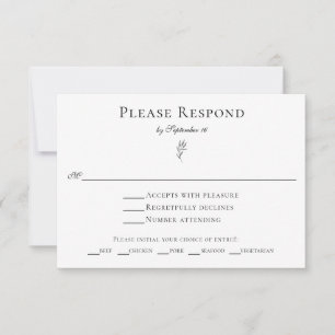 Simple Minimalist Classic Elegant Leaf RSVP meal