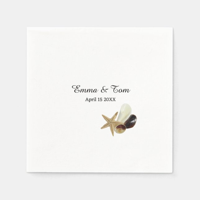 Simple minimalist coastal beach wedding  napkin (Front)