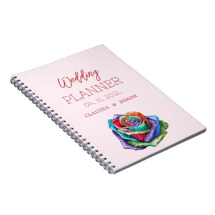 Simple Minimalist Colourful Rose Wedding Planner Notebook