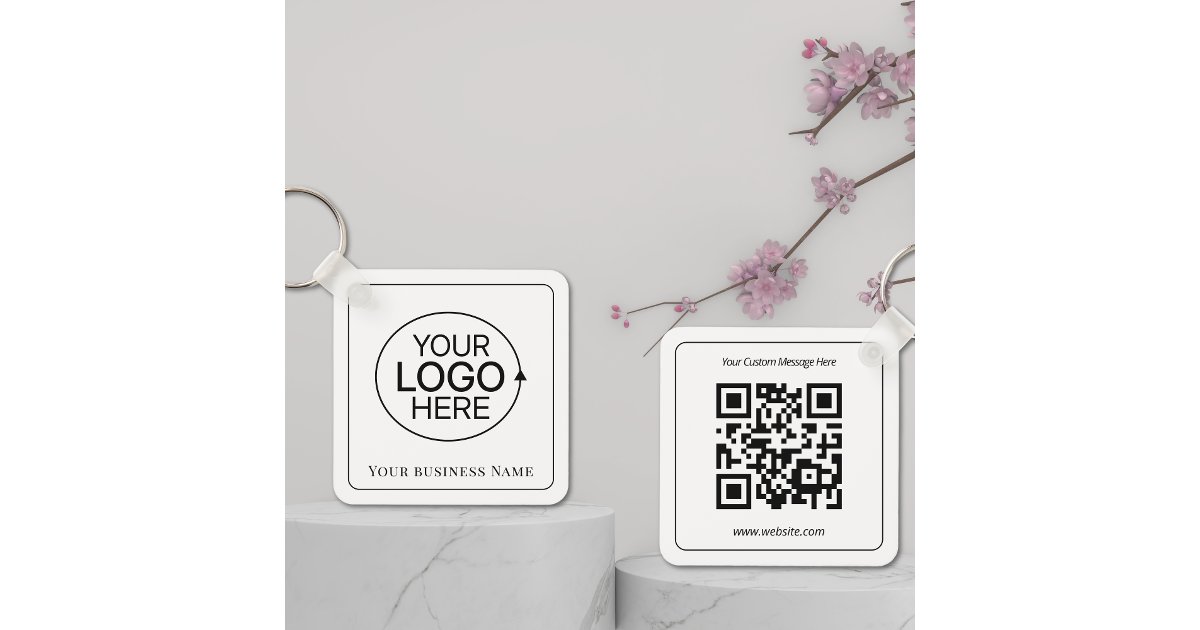 Simple Minimalist Company Promotional Logo QR code Key Ring | Zazzle