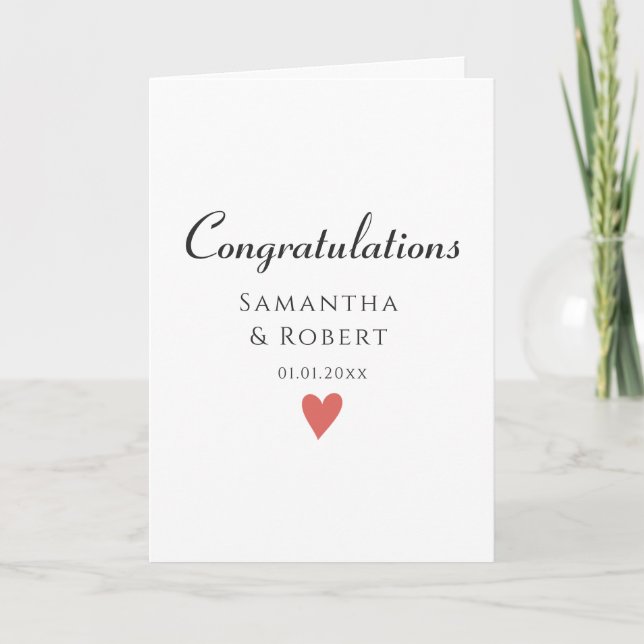 Simple Minimalist  Congratulation, Wedding Card  (Front)