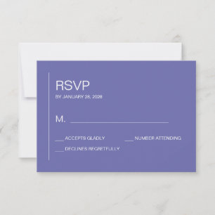 Simple minimalist contemporary periwinkle wedding RSVP card