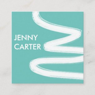 Simple Minimalist Cool Squiggle Brushstrokes Square Business Card