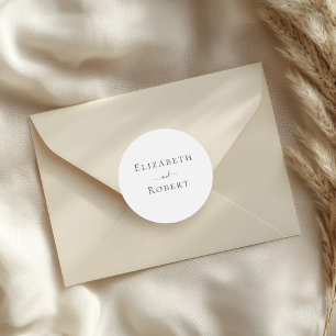 Simple Minimalist Couple Names Wedding Classic Round Sticker