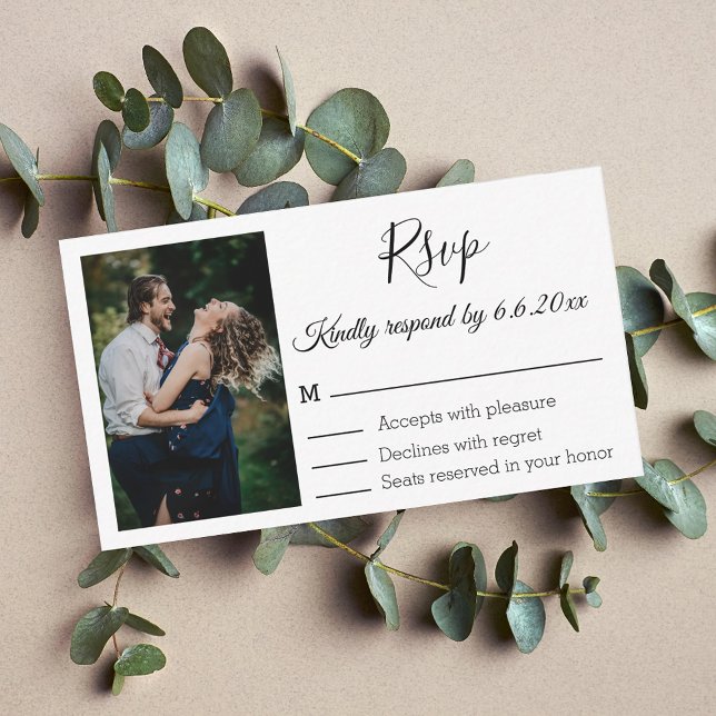 simple minimalist couple photo wedding rsvp  card (Creator Uploaded)