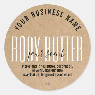 SIMPLE MINIMALIST craft paper BODY BUTTER Classic Round Sticker