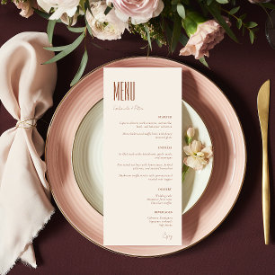 Simple Minimalist Cream Modern Wedding Menu