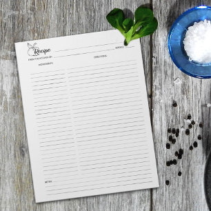 Simple Minimalist Culinary Recipe Notepad
