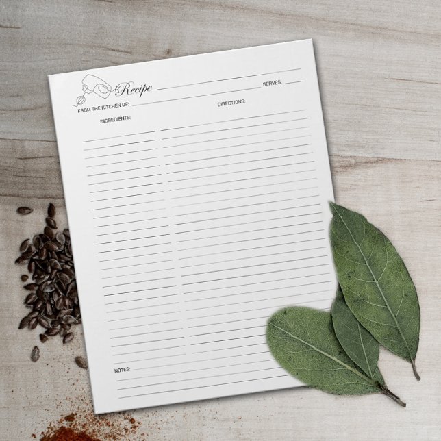 Simple Minimalist Culinary Recipe Notepad (Creator Uploaded)