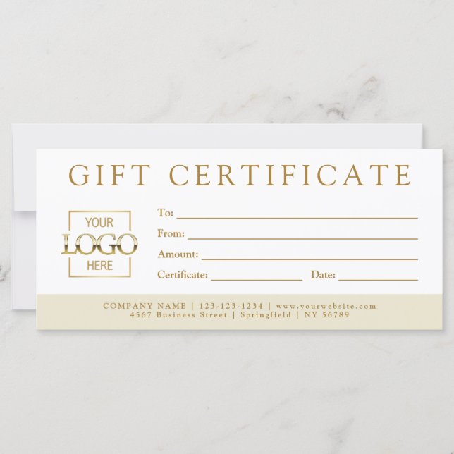 Simple Minimalist Custom Business Gift Certificate (Front)