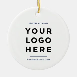 Simple Minimalist Custom Business Logo Blue Ceramic Tree Decoration