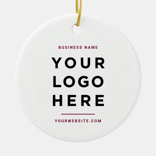 Simple Minimalist | Custom Business Logo Burgundy Ceramic Tree Decoration (Front)