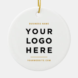 Simple Minimalist   Custom Business Logo Mustard Ceramic Tree Decoration