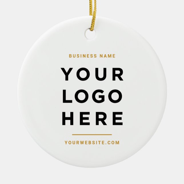 Simple Minimalist | Custom Business Logo Mustard Ceramic Tree Decoration (Front)