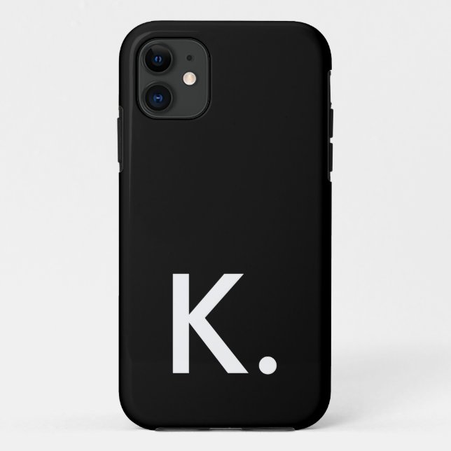 Simple minimalist custom initial black white Case-Mate iPhone case (Back)