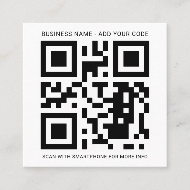 Simple Minimalist Custom Logo and QR Code DIY Square Business Card (Front)