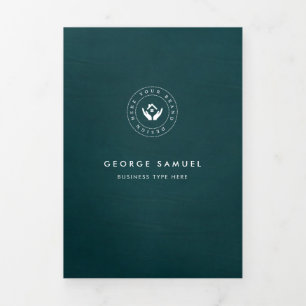 Simple Minimalist Custom Logo & Image business Tri-Fold Card