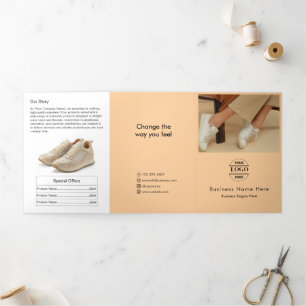 Simple Minimalist Custom Logo & Image business Tri-Fold Invitation