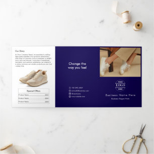 Simple Minimalist Custom Logo & Image business  Tri-Fold Invitation