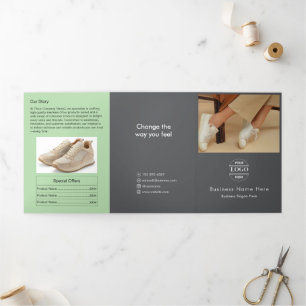 Simple Minimalist Custom Logo & Image business Tri-Fold Invitation