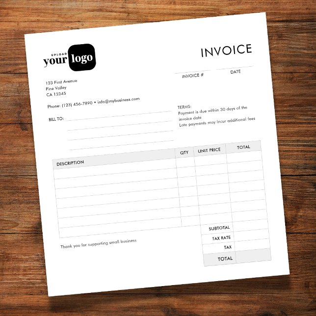 Simple Minimalist Custom Logo Invoice Notepad (Creator Uploaded)