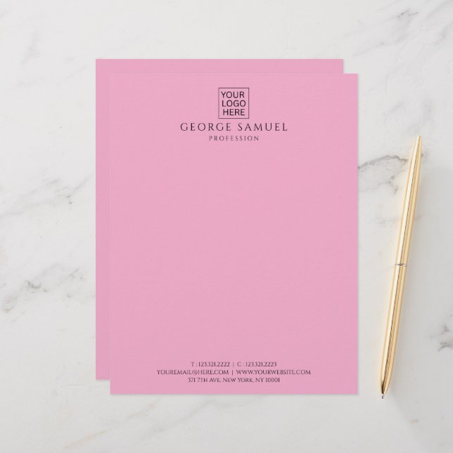 Simple Minimalist Custom Logo & Text   Custom Letterhead (Front/Back In Situ)