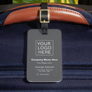 Simple Minimalist Custom Logo & Text Luggage Tag
