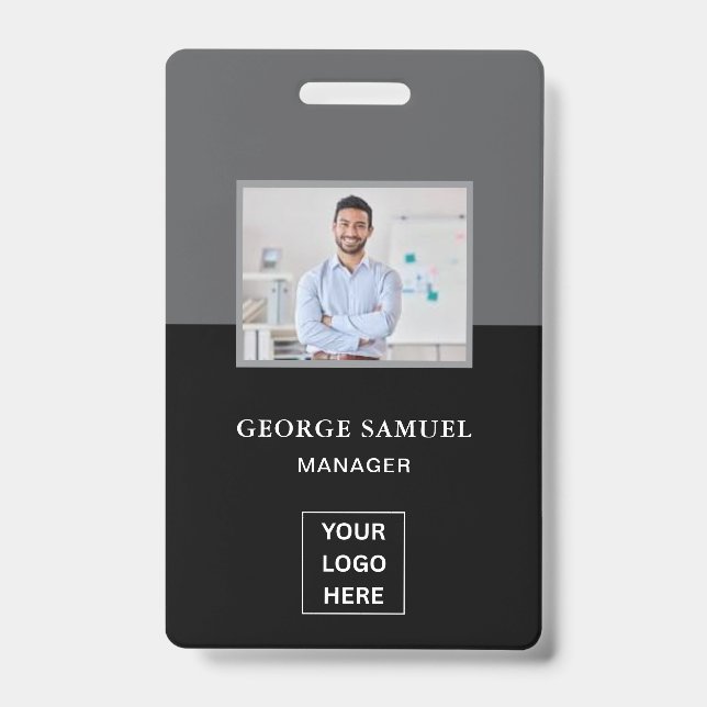 Simple Minimalist Custom Logo & Text Promotional ID Badge (Front)
