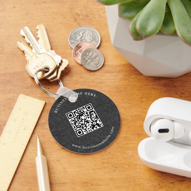 Simple Minimalist Custom Logo & Text Promotional Key Ring (Desk)