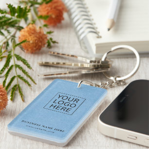 Simple Minimalist Custom Logo & Text Promotional Key Ring