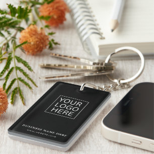 Simple Minimalist Custom Logo & Text Promotional Key Ring