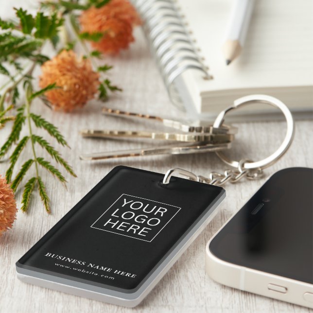 Simple Minimalist Custom Logo & Text Promotional Key Ring (Front Right)