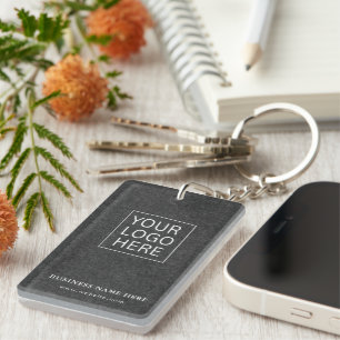 Simple Minimalist Custom Logo & Text Promotional Key Ring