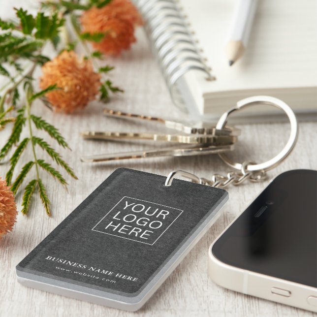 Simple Minimalist Custom Logo & Text Promotional Key Ring (Front Right)