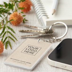 Simple Minimalist Custom Logo & Text Promotional Key Ring