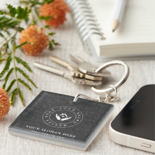 Simple Minimalist Custom Logo & Text Promotional Key Ring