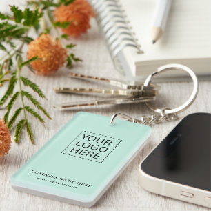 Simple Minimalist Custom Logo & Text Promotional Key Ring