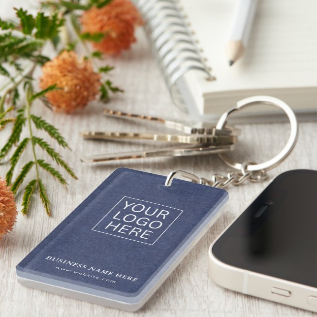 Simple Minimalist Custom Logo & Text Promotional Key Ring (Front Right)