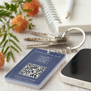Simple Minimalist Custom Logo & Text Promotional Key Ring