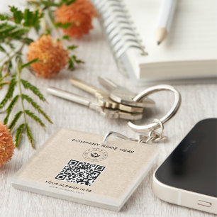 Simple Minimalist Custom Logo & Text Promotional Key Ring