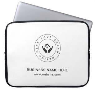 Simple Minimalist Custom Logo & Text Promotional Laptop Sleeve