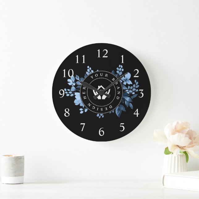 Simple Minimalist Custom Logo & Text Promotional Large Clock (Home)