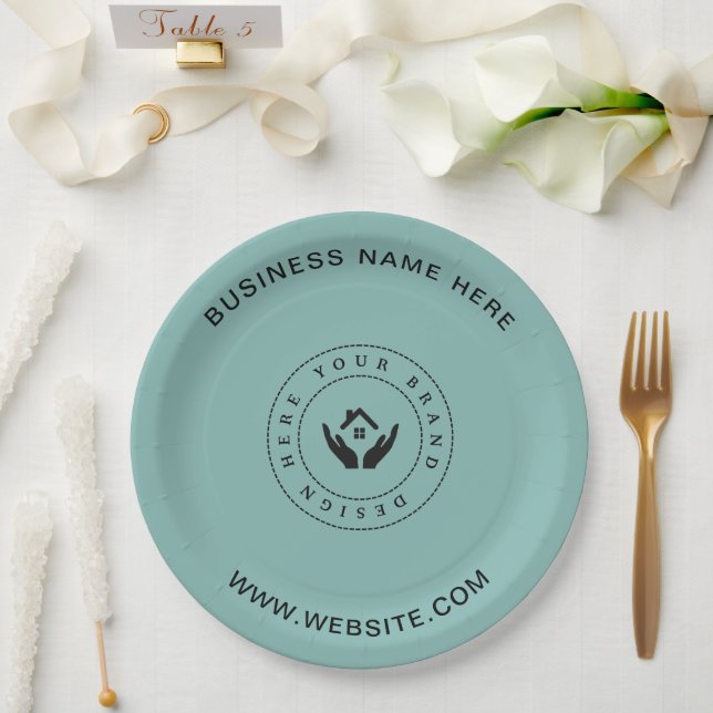 Simple Minimalist Custom Logo & Text Promotional Paper Plate (Wedding)