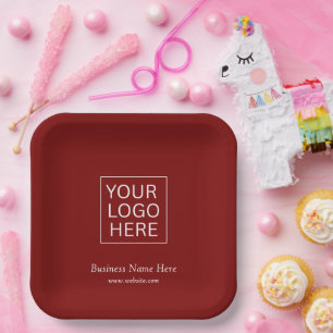 Simple Minimalist Custom Logo & Text Promotional Paper Plate