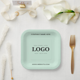 Simple Minimalist Custom Logo & Text Promotional Paper Plate