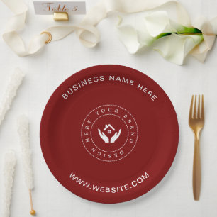 Simple Minimalist Custom Logo & Text Promotional Paper Plate
