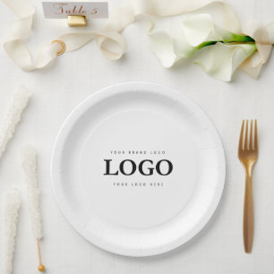 Simple Minimalist Custom Logo & Text Promotional Paper Plate