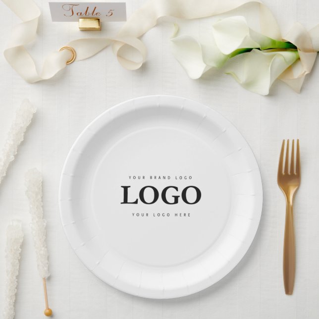 Simple Minimalist Custom Logo & Text Promotional Paper Plate (Wedding)